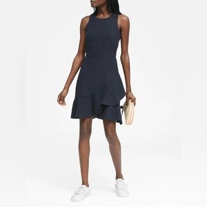 Banana Republic Black Ruffle Wrap Racerback Dress Size 10